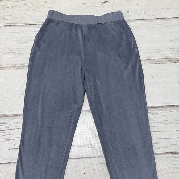 LOGO Lori Goldstein Pants Gray Loungewear Joggers Microsuede 8 - Picture 5 of 9